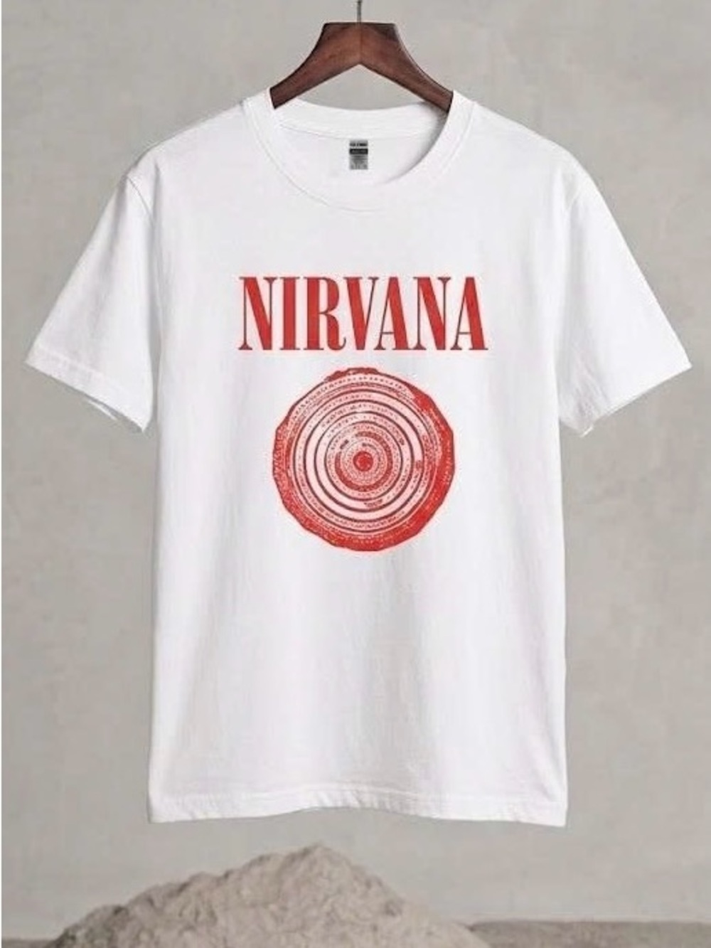 Nirvana Band T-Shirt White Red Vestibular Graphic Tee Gildan